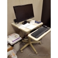 Beige Rolling Mobile Laptop Cart with Keyboard Tray